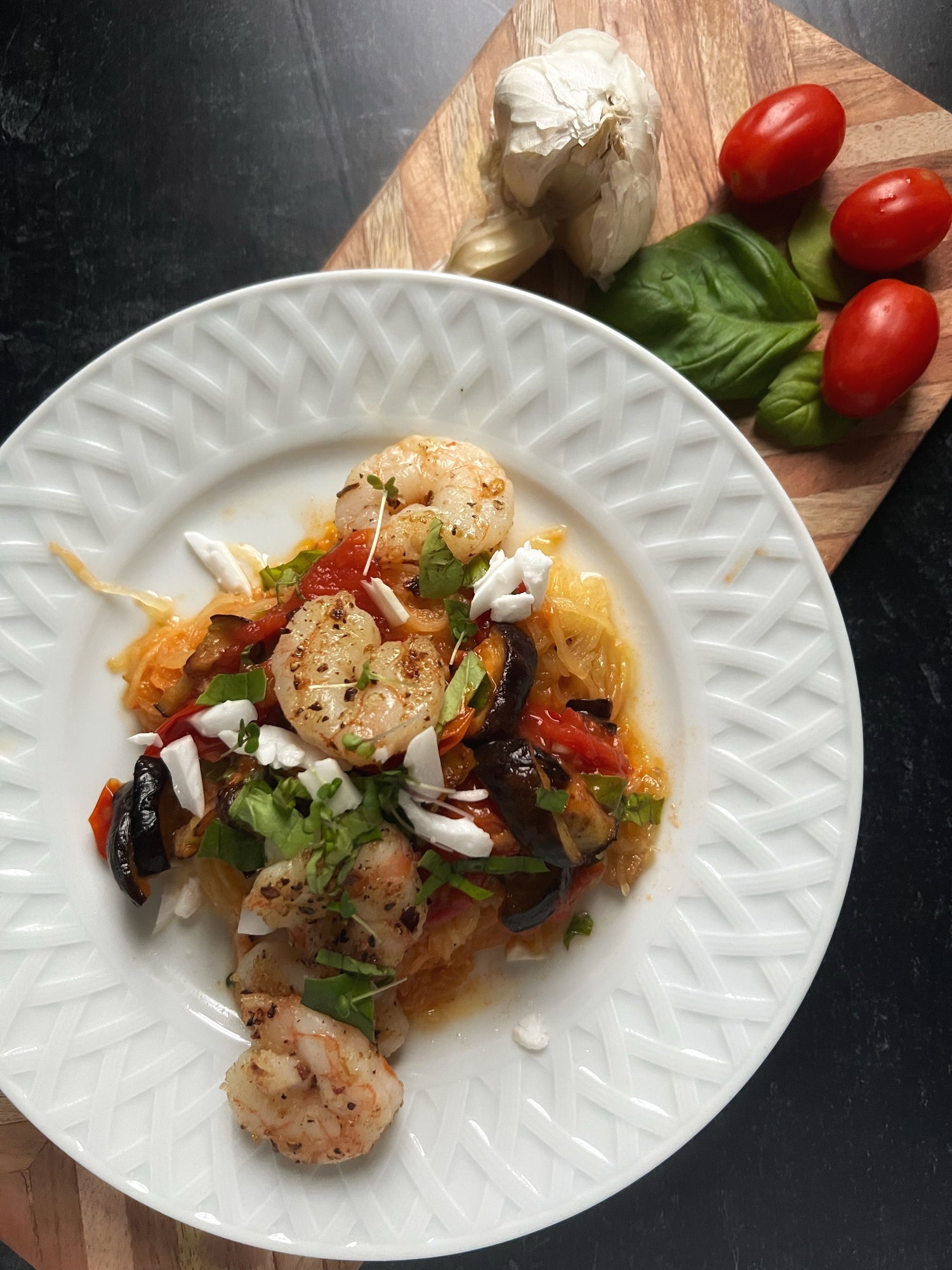 spaghetti squash pasta a la norma