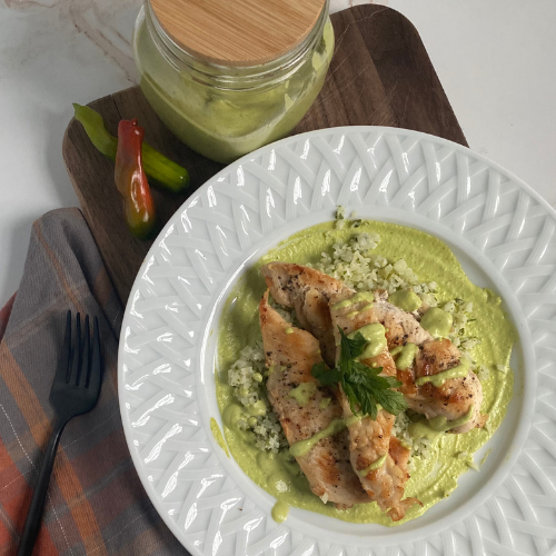 RECIPE: Grilled Chicken with Poblano Pepper Cream Sauce