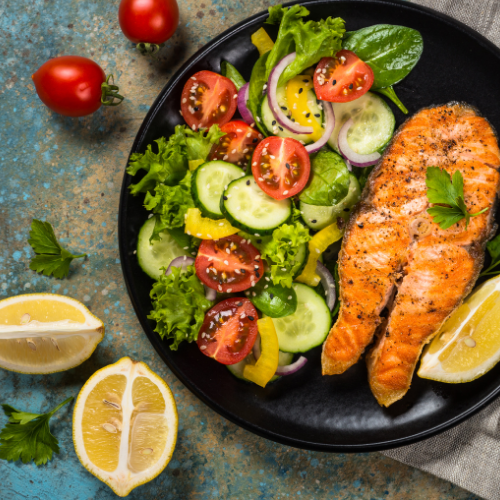 RECIPE: Grilled Tandoori Salmon with Cucumber and Tomato Salad